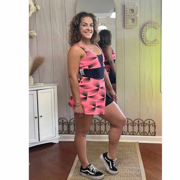 Vestido com Shorts Salmão com Preto