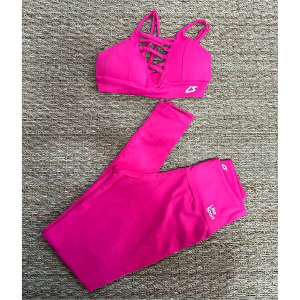 Conjunto com Top Trançado Rosa