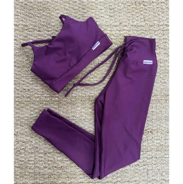 Conjunto Calça com Cordão e  Top Poliéster - Roxo